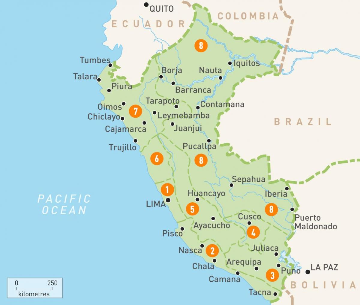 Peru maakunnissa kartta