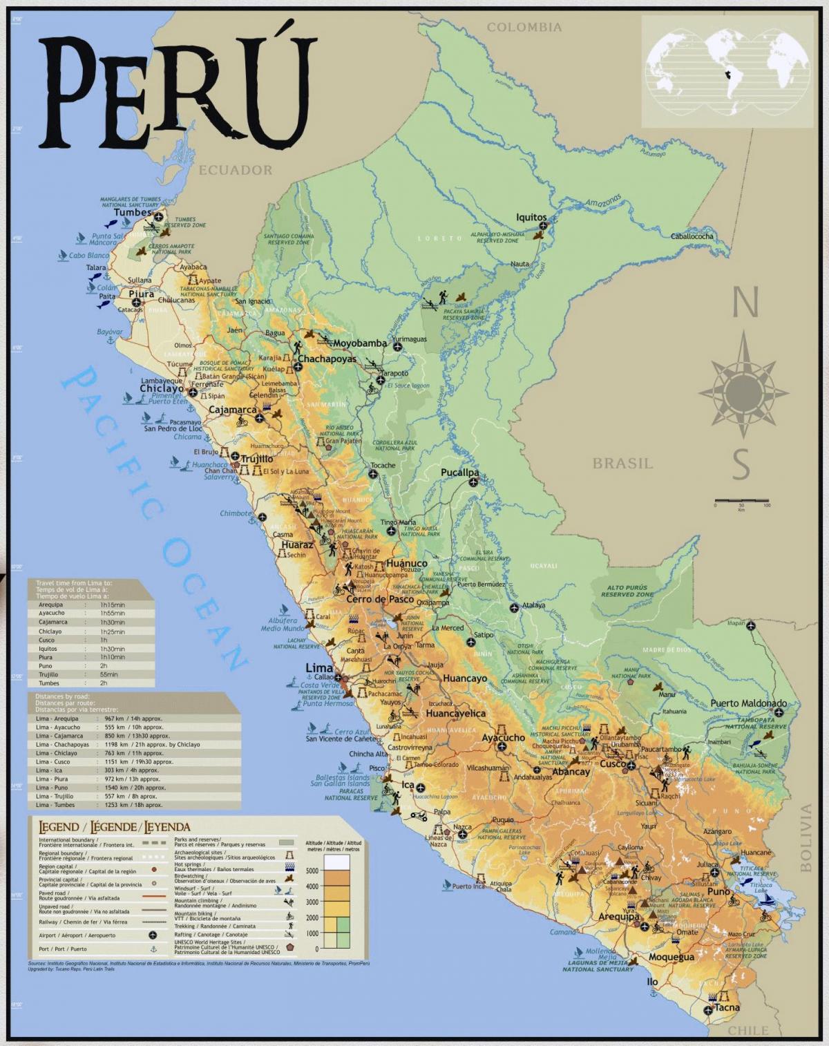 Peru nähtävyydet kartta
